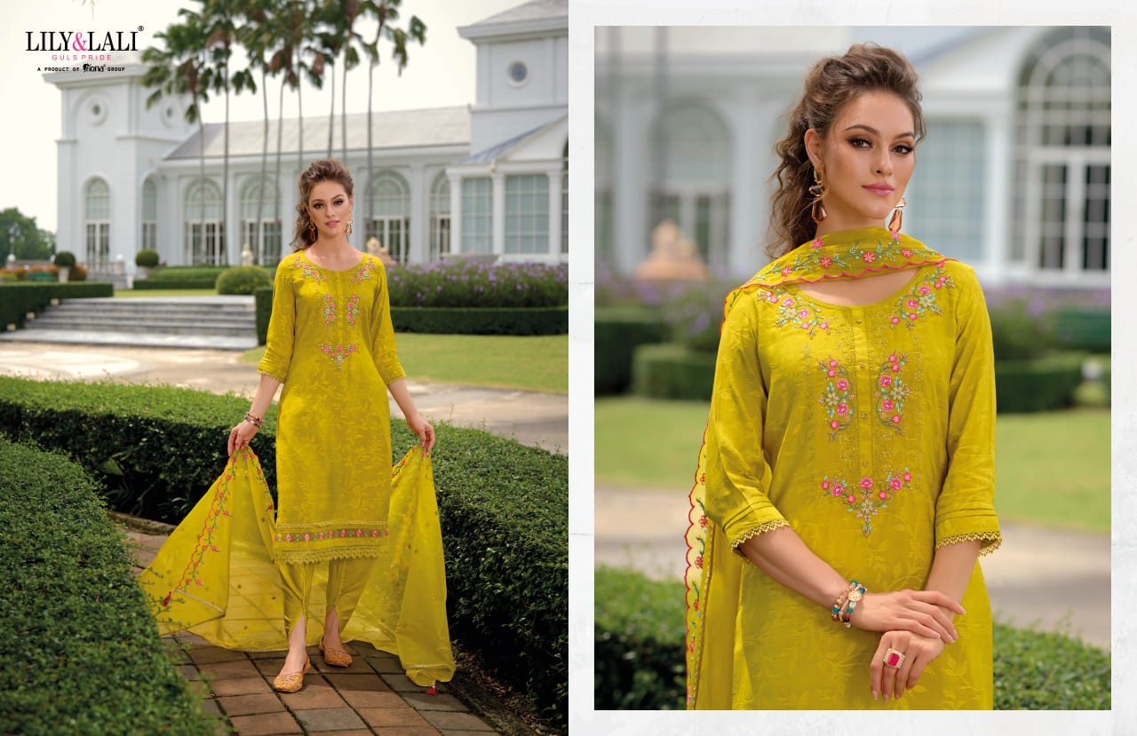 Miraan 3 By Lily Lali Jacquard Viscose Silk Readymade Suits Wholesale Price In Surat
